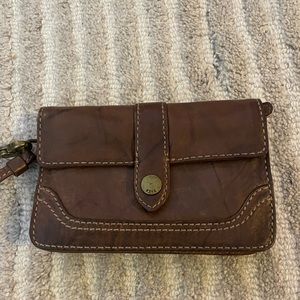 Brown Leather Frye Wristlet